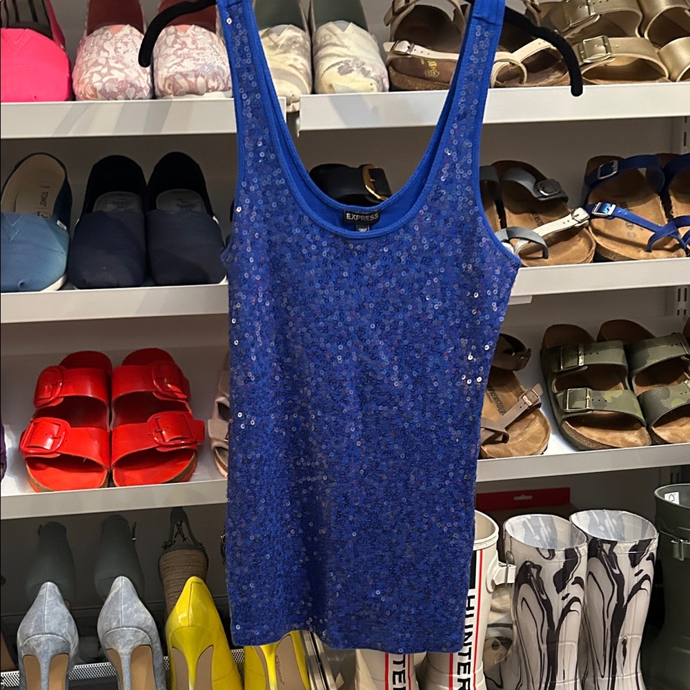 Express Royal Blue Sequin Tank Top